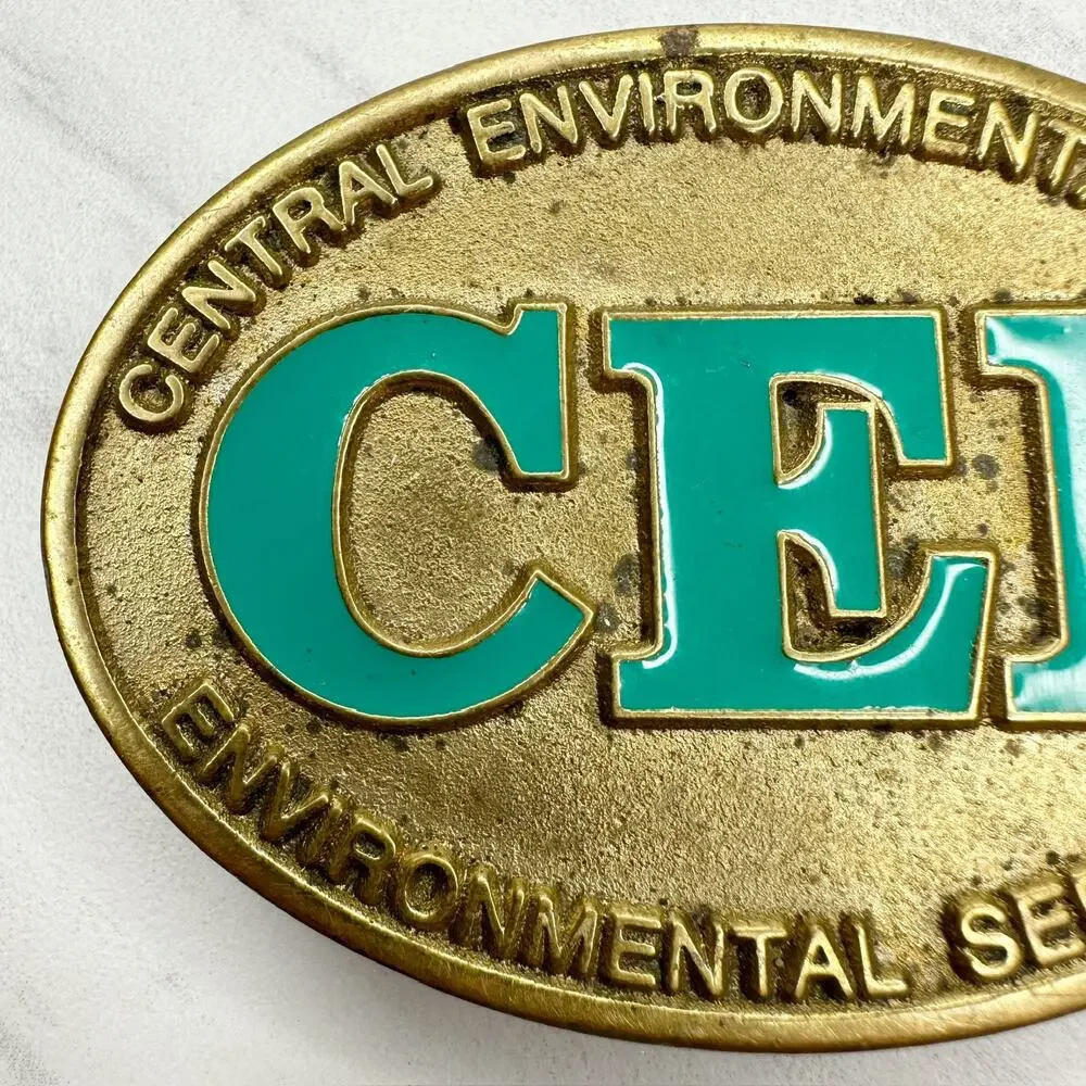 Vintage Dyna Buckle CEI Environmental Services Solid Brass Belt Buckle ✨